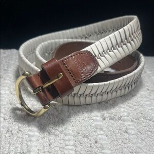 Fossil White and Brown Leather Belt